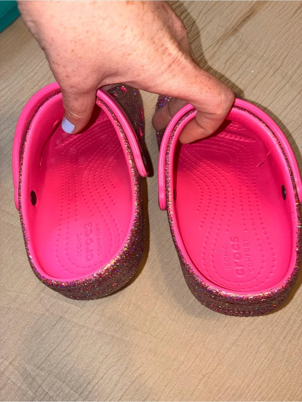Crocs Kids' Sparkle Clogs in Pink Glam Glitter J3 (Big Kids)